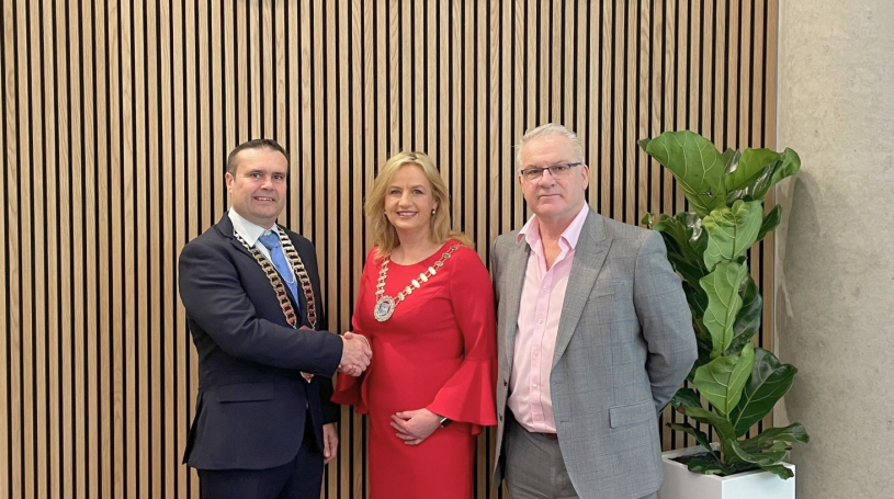 Kevin Smith, Fingal Chamber President; Marina Bleahen, North Dublin Chamber President; and Anthony Cooney, Fingal Chamber Chief Executive